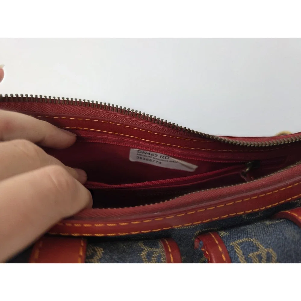 Vintage Donney & Bourke blue red purse shoulder bag Banana monogram